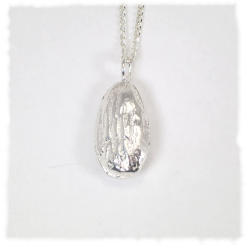 Solid silver almond pendant